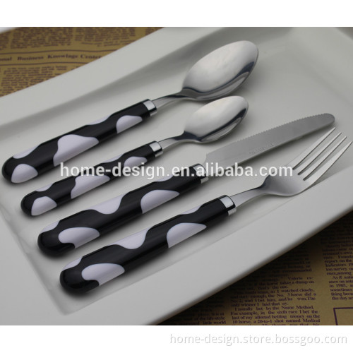 stainless steel cutlery set 24pcs with platic handle in stock